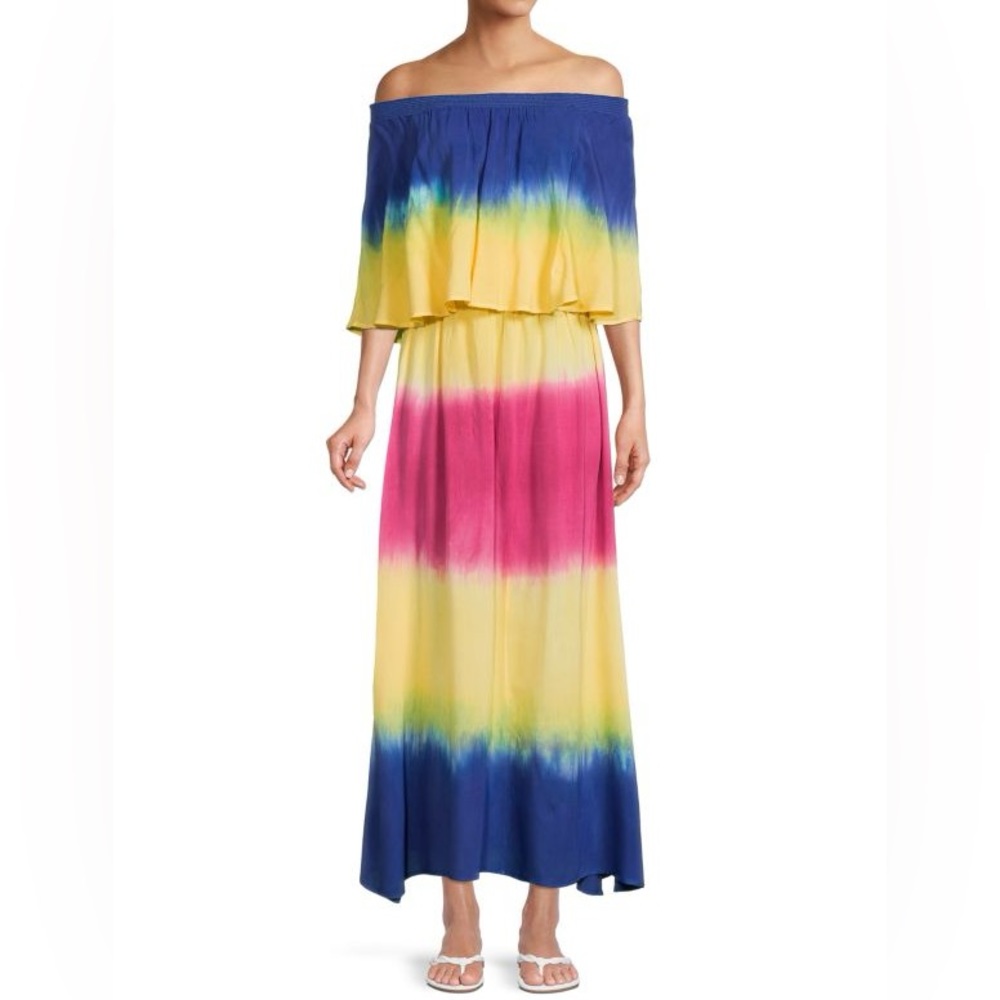 AREA STARS Ombre Yellow Multi Midi Dress Size M NWT Vacation